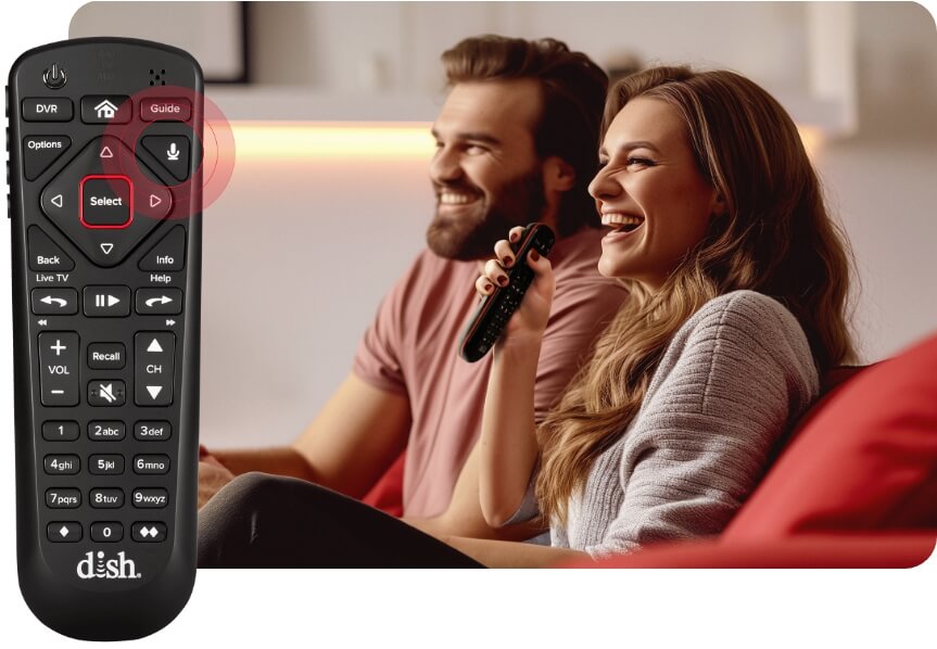 Woman using the dish voice remote